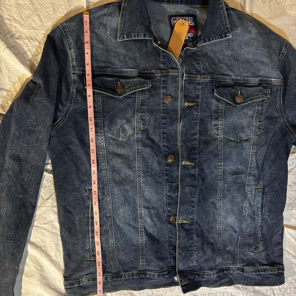 DISTRESSED BLUE ACID WASH TRUCKER MOTO JEAN JACKET